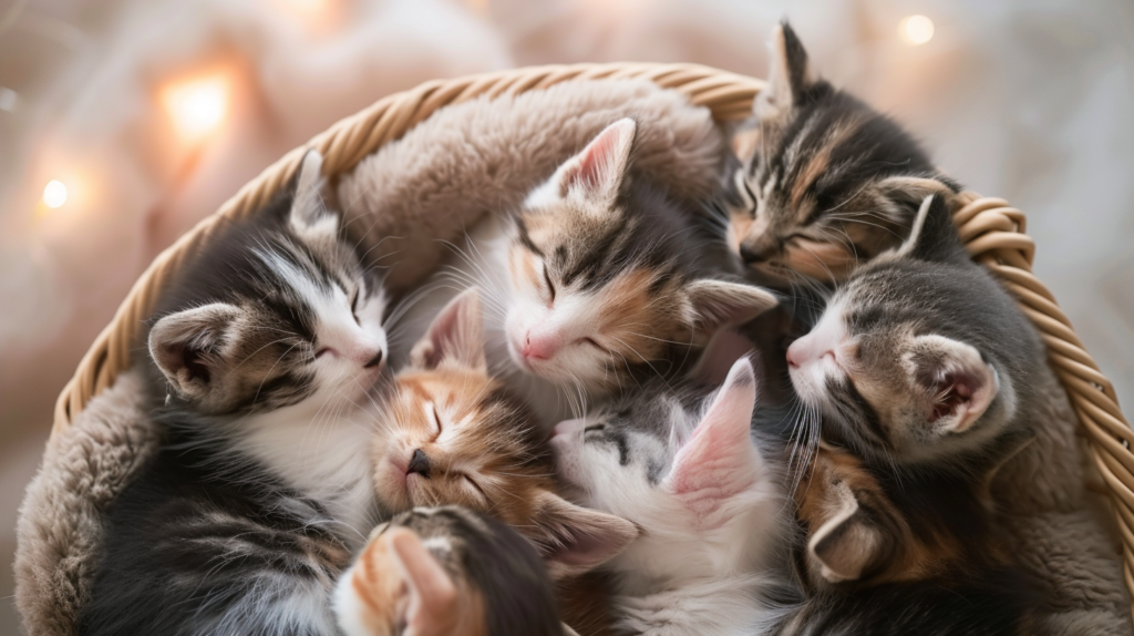 猫がぎゅうぎゅうしている